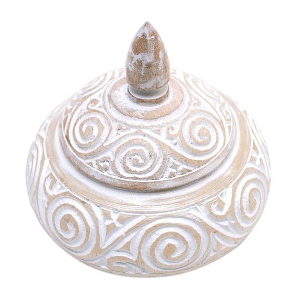 Alternate image for Hand-Carved Albesia Wood Decorative Box with Rustic Finish Island Secret