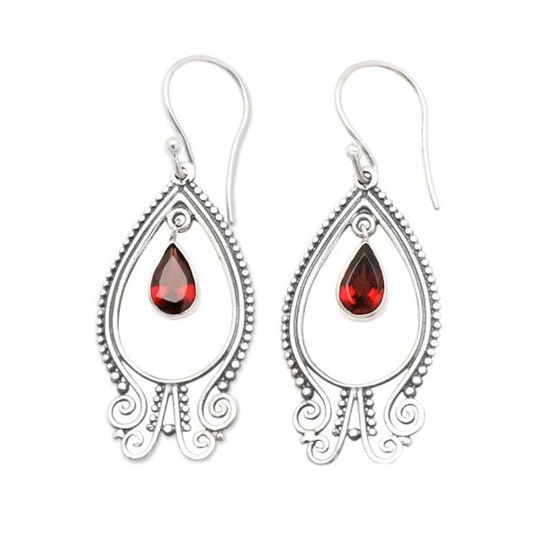 Alternate image for Traditional Dangle Earrings with Two-Carat Garnet Jewels Wonders of Perseverance