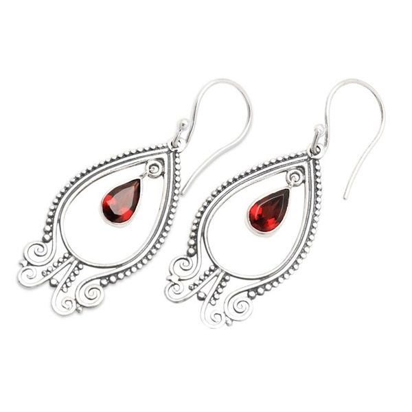 Alternate image for Traditional Dangle Earrings with Two-Carat Garnet Jewels Wonders of Perseverance