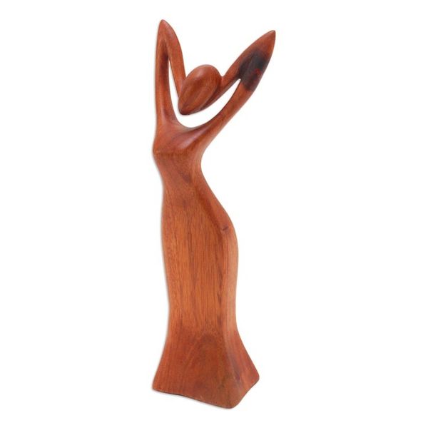 Alternate image for Signed Suar Wood Sculpture of Woman Hand-Carved in Bali Self Love
