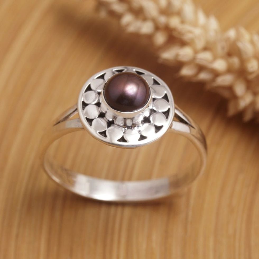Sterling Silver Single Stone Ring with Brown Cultured Pearl 'Fabulous Flair'