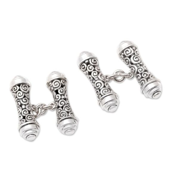 Alternate image for Sterling Silver Traditional Cufflinks Crafted in Bali Buddha Elegance