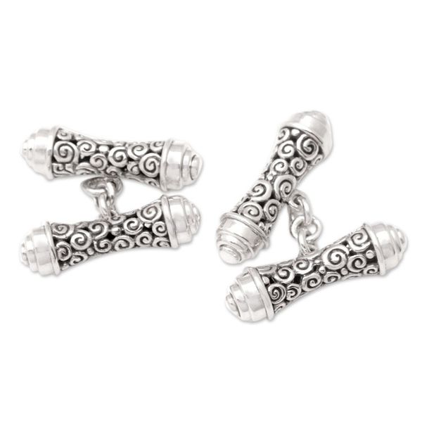 Alternate image for Sterling Silver Traditional Cufflinks Crafted in Bali Buddha Elegance