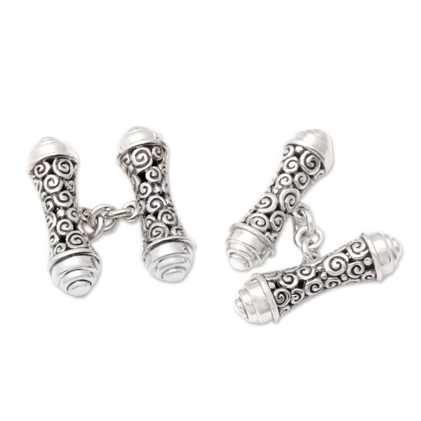 Alternate image for Sterling Silver Traditional Cufflinks Crafted in Bali Buddha Elegance