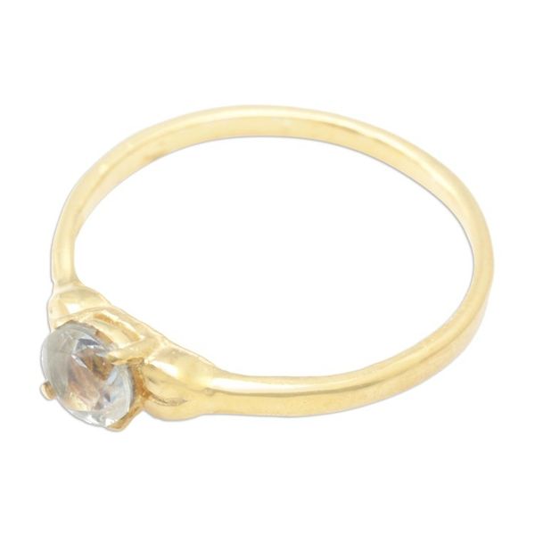 Alternate image for 18k Gold-Plated Solitaire Ring with Faceted Blue Topaz Gem Sky Duchess