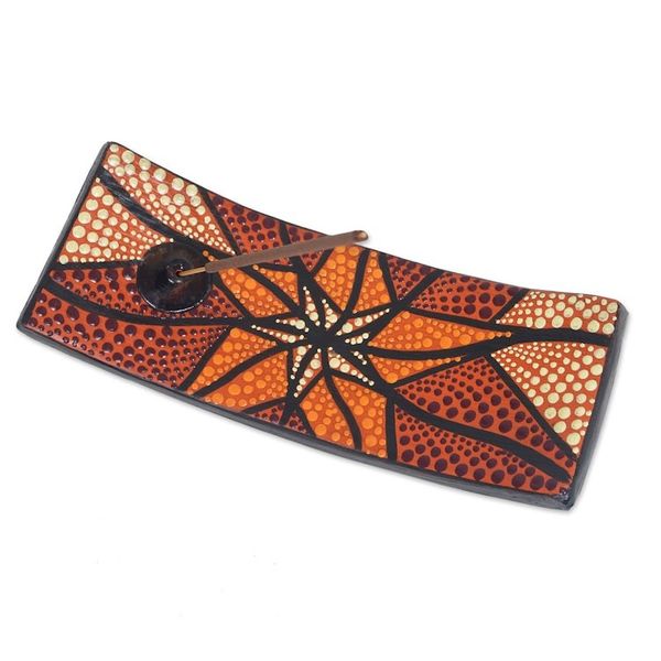 Alternate image for Hand-Painted Starfish Ceramic Incense Holder in Warm Hues Starfish Aura