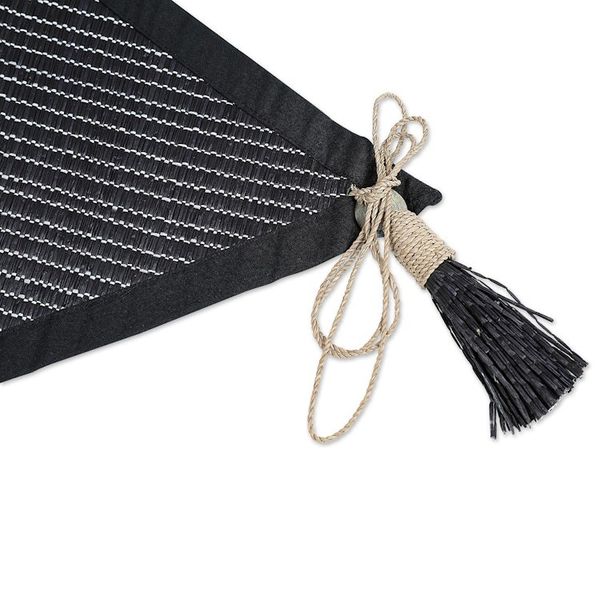 Alternate image for Black Cotton Blend Table Runner with Geometric Design Night Geometry