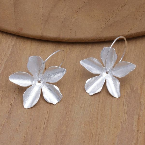 Alternate image for Sterling Silver Dangle Earrings with Floral Design Star Blooming