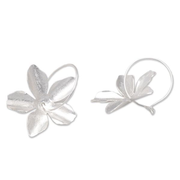 Alternate image for Sterling Silver Dangle Earrings with Floral Design Star Blooming