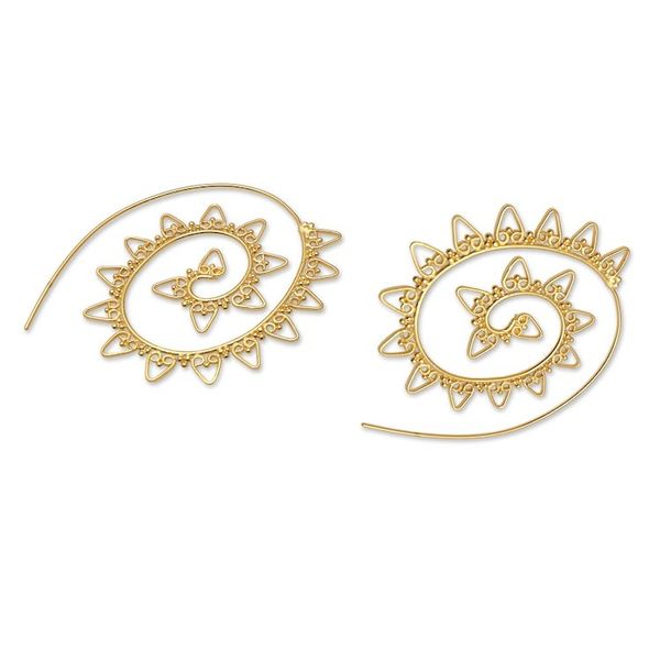 Alternate image for Spiral-Shaped 18k Gold-Plated Half-Hoop Earrings from Bali Spiral Twister