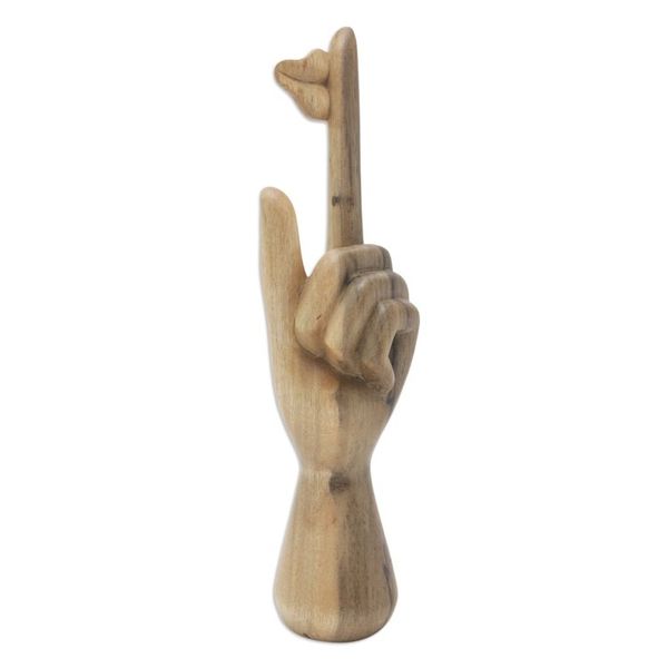 Alternate image for Hand-Carved Abstract Hibiscus Wood Sculpture from Bali Alluring Silence