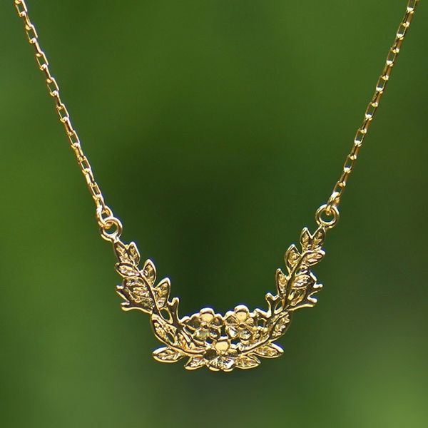 Alternate image for 18k Gold-Plated Leafy and Floral Pendant Necklace from Bali Spring Plumeria