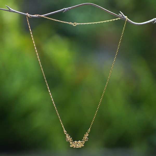 Alternate image for 18k Gold-Plated Leafy and Floral Pendant Necklace from Bali Spring Plumeria