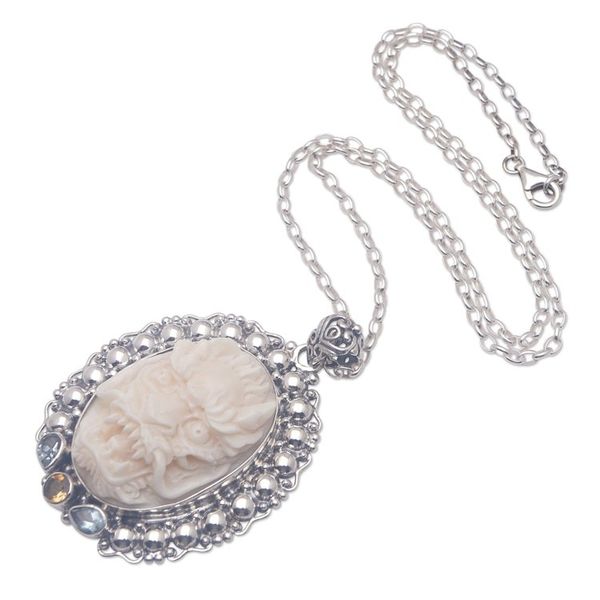 Alternate image for Mens Traditional Handmade Sterling Silver Pendant Necklace Kumbhakarna Protection