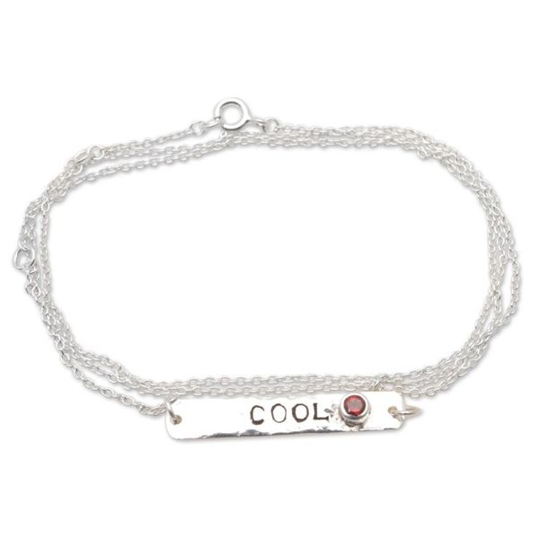 Alternate image for Inspirational Wrap Pendant Bracelet with Natural Garnet Gem Cool and Red