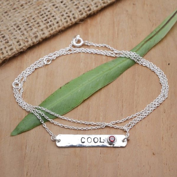 Alternate image for Inspirational Wrap Pendant Bracelet with Natural Garnet Gem Cool and Red