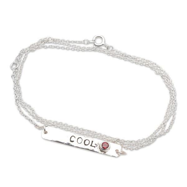 Alternate image for Inspirational Wrap Pendant Bracelet with Natural Garnet Gem Cool and Red