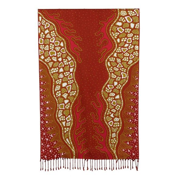 Alternate image for Warm-Toned Handcrafted Batik Rayon Shawl from Java Shore Sunset