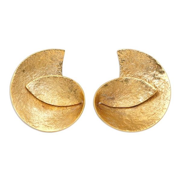 Alternate image for Textured Brass Drop Earrings Crafted in Bali Sinuous Shine