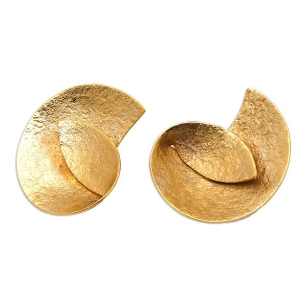 Alternate image for Textured Brass Drop Earrings Crafted in Bali Sinuous Shine