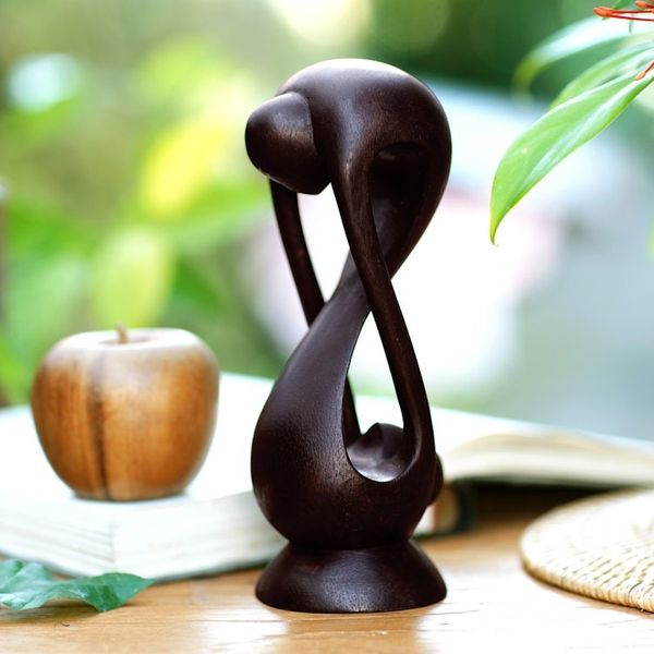 Alternate image for Hand-Carved Romantic Suar Wood Sculpture from Bali My Eternal Lover