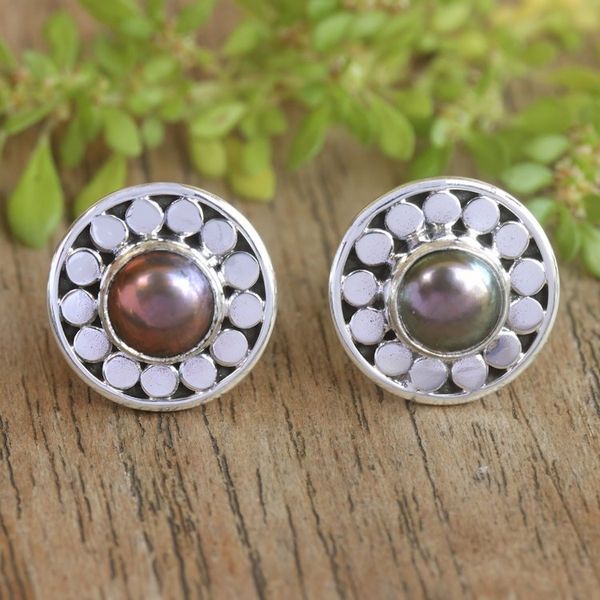 Alternate image for Round Sterling Silver Stud Earrings with Cultured Pearls Fabulous Flair