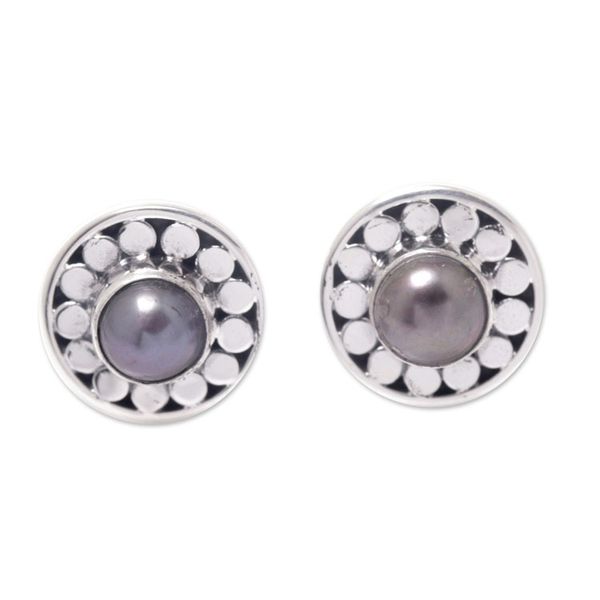 Alternate image for Round Sterling Silver Stud Earrings with Cultured Pearls Fabulous Flair