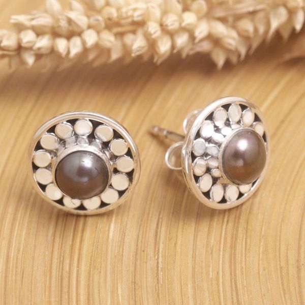 Alternate image for Round Sterling Silver Stud Earrings with Cultured Pearls Fabulous Flair