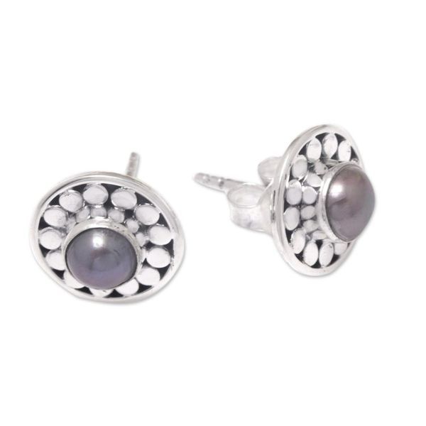 Alternate image for Round Sterling Silver Stud Earrings with Cultured Pearls Fabulous Flair