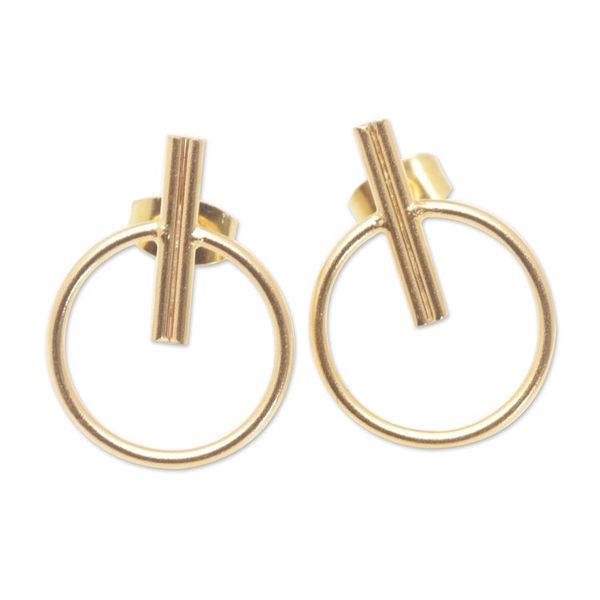 Alternate image for Abstract 18k Gold-Plated Brass Drop Earrings from Bali Ethereal Sweetness