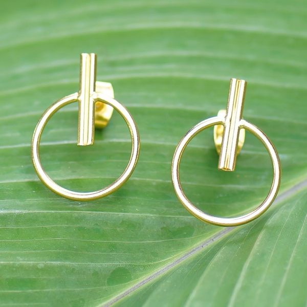 Alternate image for Abstract 18k Gold-Plated Brass Drop Earrings from Bali Ethereal Sweetness