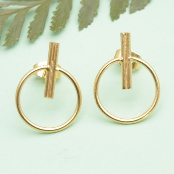 Alternate image for Abstract 18k Gold-Plated Brass Drop Earrings from Bali Ethereal Sweetness