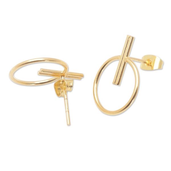 Alternate image for Abstract 18k Gold-Plated Brass Drop Earrings from Bali Ethereal Sweetness