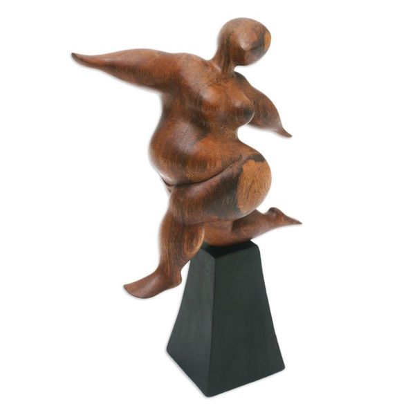 Alternate image for Hand-Carved Inspirational Suar Wood Sculpture of a Woman Dance of Happiness