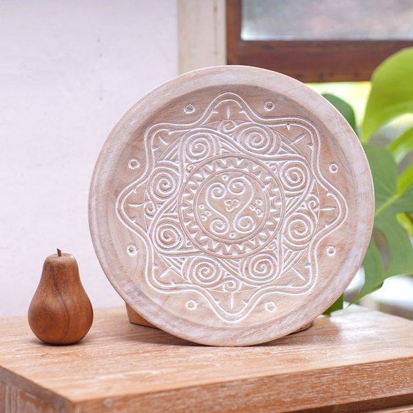 Alternate image for Hand-Carved Traditional Albesia Wood Wall Accent from Bali Gianyar Waves