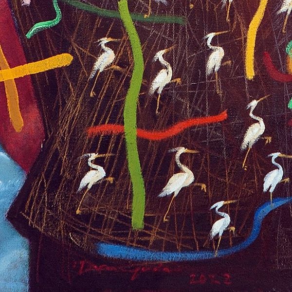 Alternate image for Oil on Canvas Surrealist Painting of Storks from Indonesia Competition Dynamic
