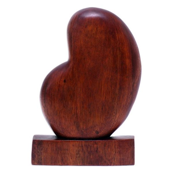 Alternate image for Hand-Carved Polished Suar Wood Sculpture of a Balinese Woman Graceful Woman