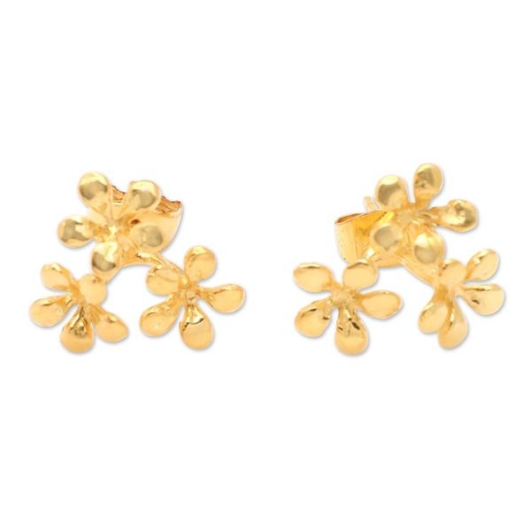 Alternate image for 18k Gold-Plated Floral Drop Earrings in a High Polish Finish Primaveral Gold