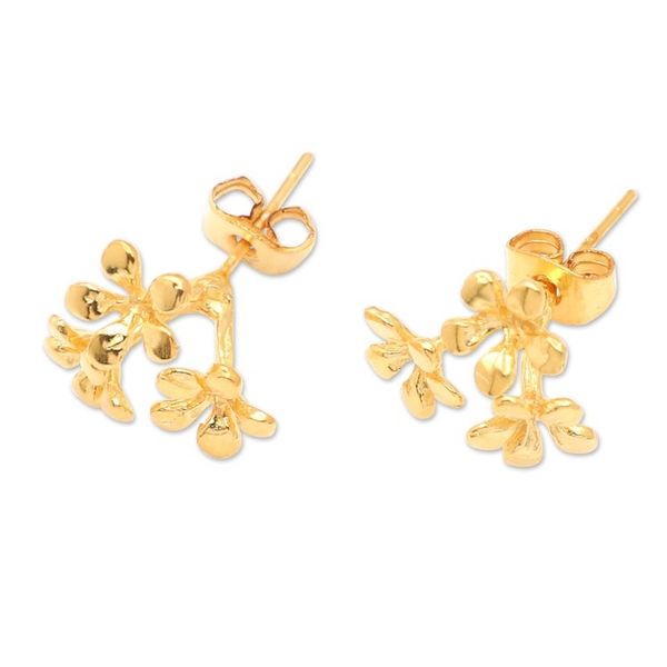 Alternate image for 18k Gold-Plated Floral Drop Earrings in a High Polish Finish Primaveral Gold
