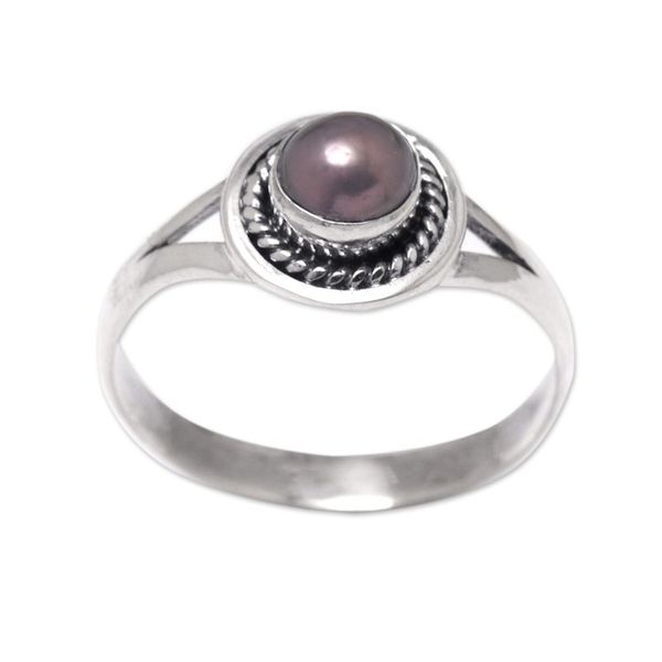 Alternate image for Cultured Pearl Sterling Silver Single Stone Ring from Bali Perfect Shield
