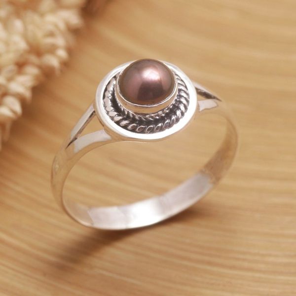 Alternate image for Cultured Pearl Sterling Silver Single Stone Ring from Bali Perfect Shield