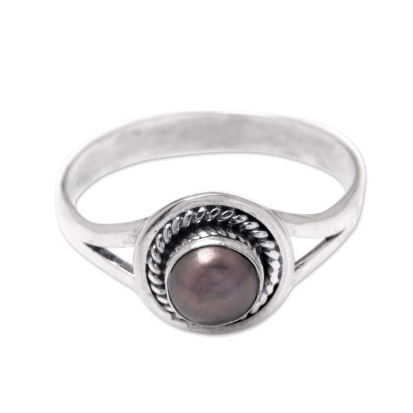 Alternate image for Cultured Pearl Sterling Silver Single Stone Ring from Bali Perfect Shield