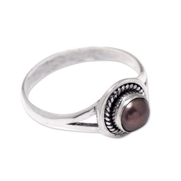 Alternate image for Cultured Pearl Sterling Silver Single Stone Ring from Bali Perfect Shield