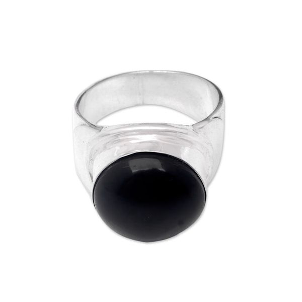 Alternate image for Modern Sterling Silver Cocktail Ring in a High Polish Finish Dark Gala