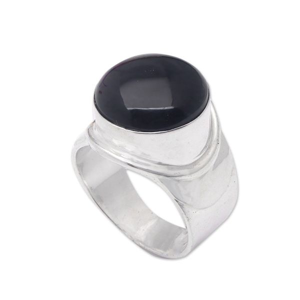 Alternate image for Modern Sterling Silver Cocktail Ring in a High Polish Finish Dark Gala