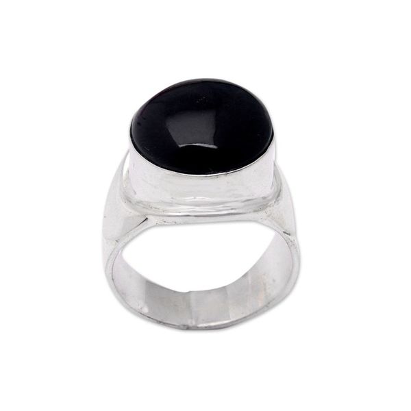 Alternate image for Modern Sterling Silver Cocktail Ring in a High Polish Finish Dark Gala