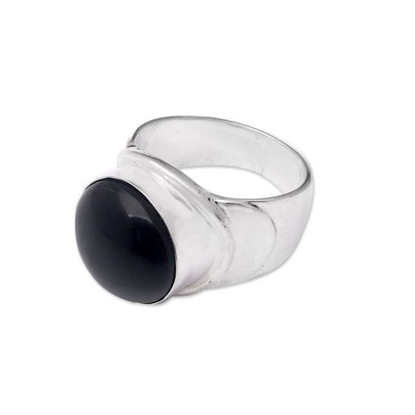 Alternate image for Modern Sterling Silver Cocktail Ring in a High Polish Finish Dark Gala