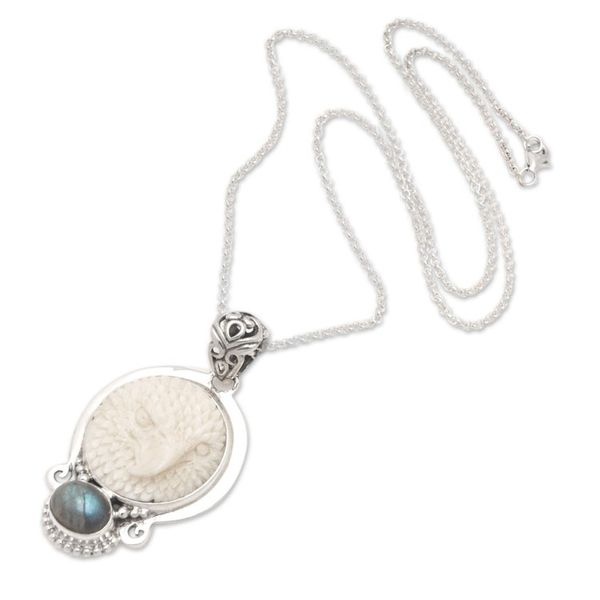 Alternate image for Sterling Silver Eagle Pendant Necklace with Labradorite Mighty Eagle