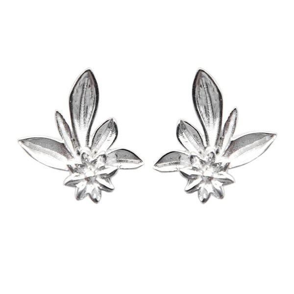 Alternate image for Floral and Leaf-Themed Sterling Silver Button Earrings Love Suddenly