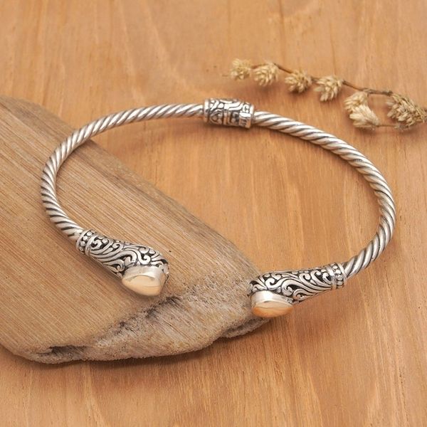 Alternate image for 18k Gold-Accented Sterling Silver Cuff Bracelet from Bali Majestic Gianyar